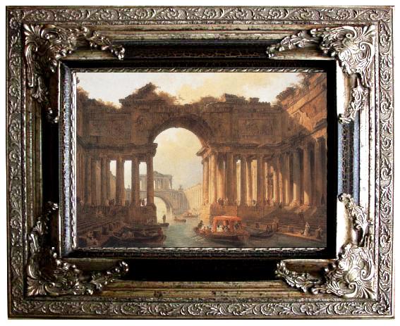 framed  ROBERT, Hubert Architectural Landscape with a canal, Ta053